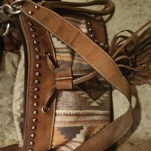 Brown Patterned Women's Western Style Bag